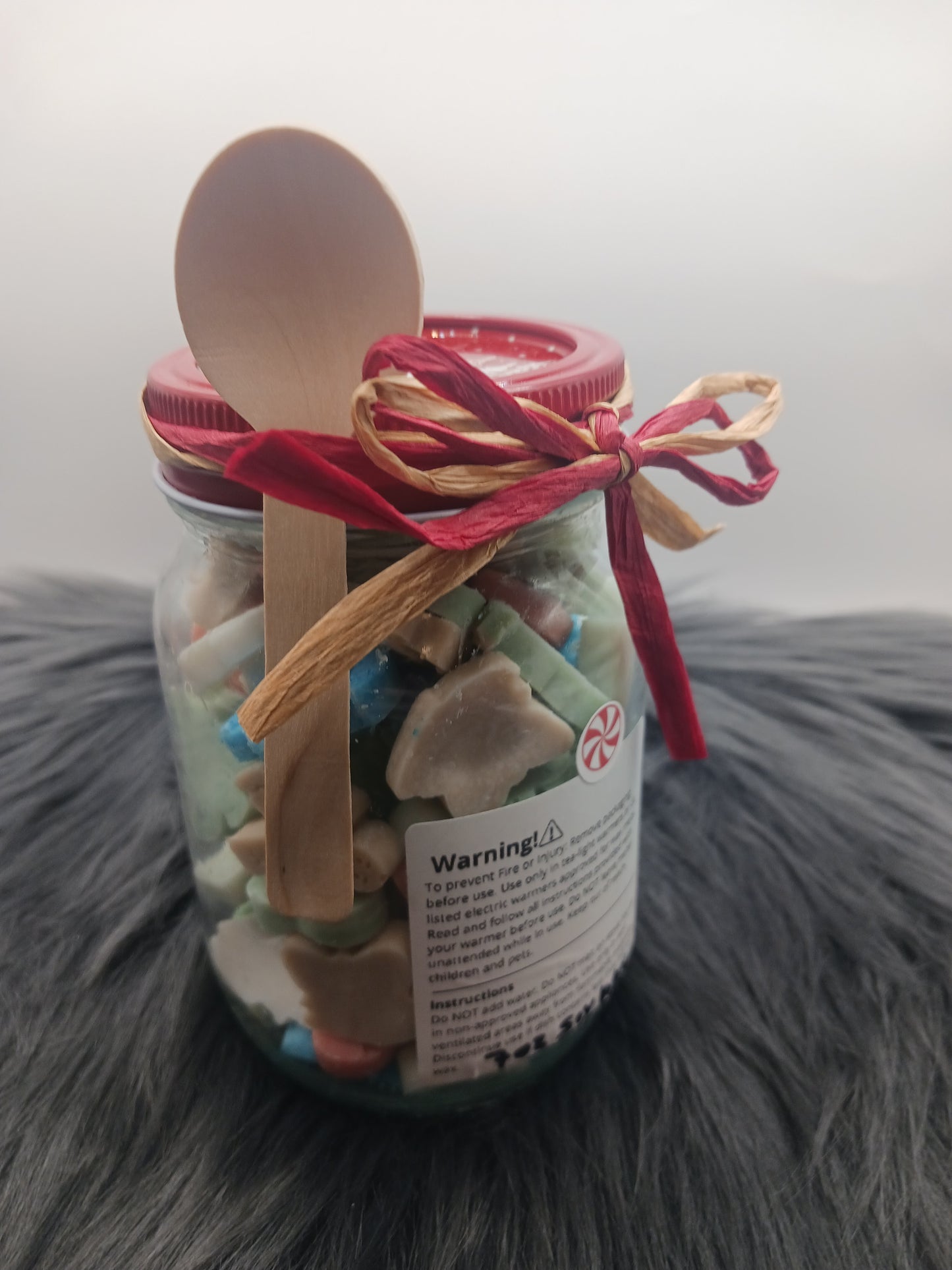 7 oz Christmas shaped soy wax melt jars with spoon