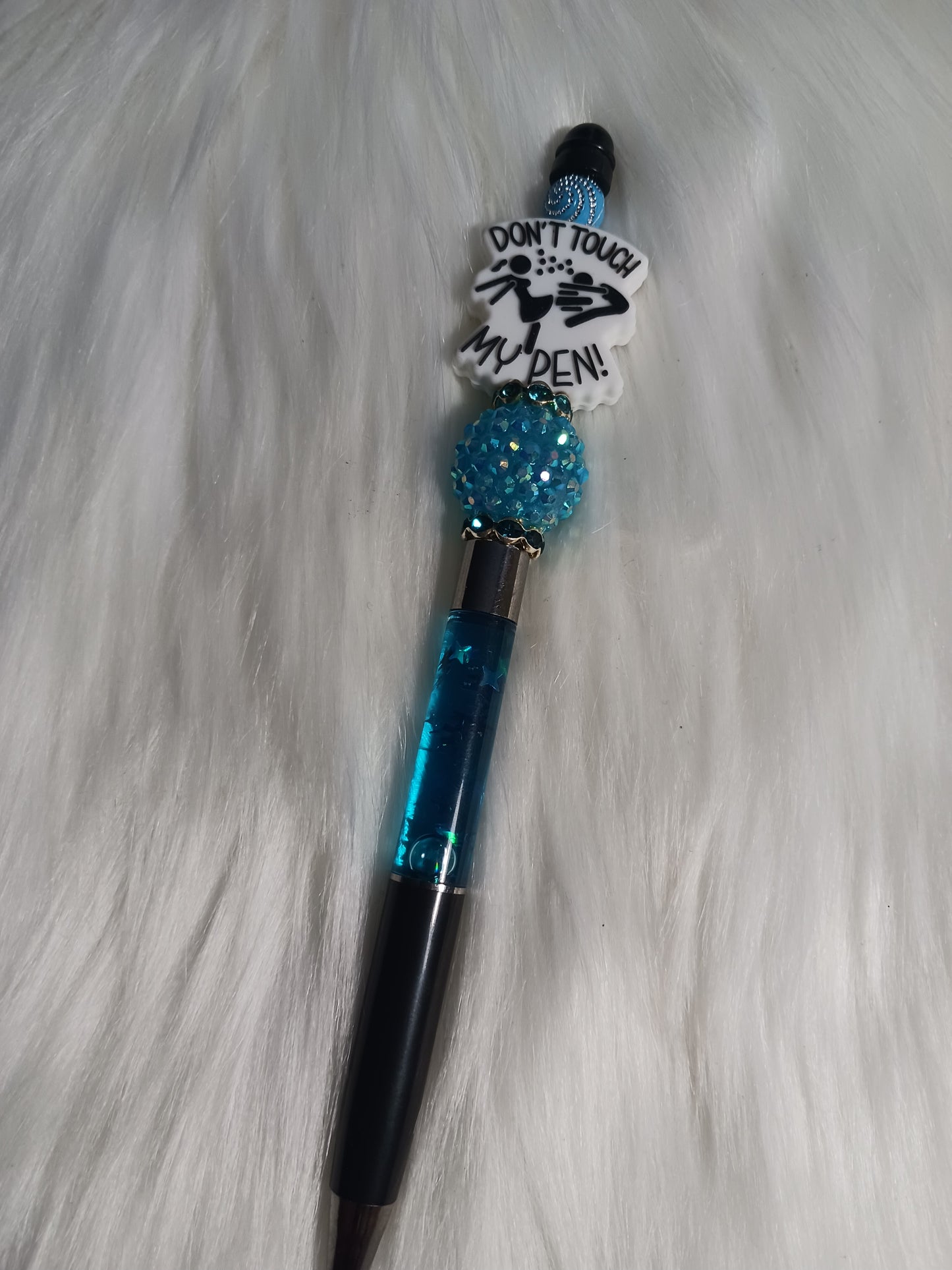 Don't touch my pen beaded snowglobe pen