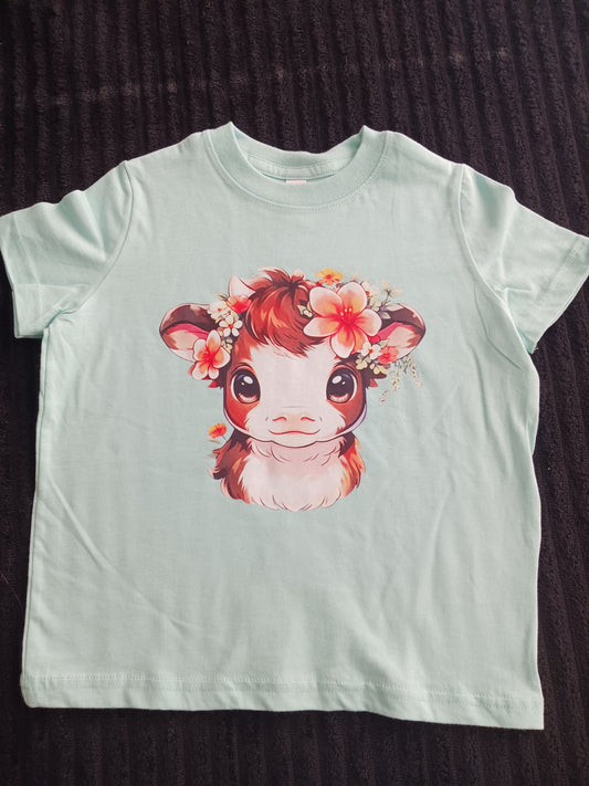 Flower cow toddler Tshirt