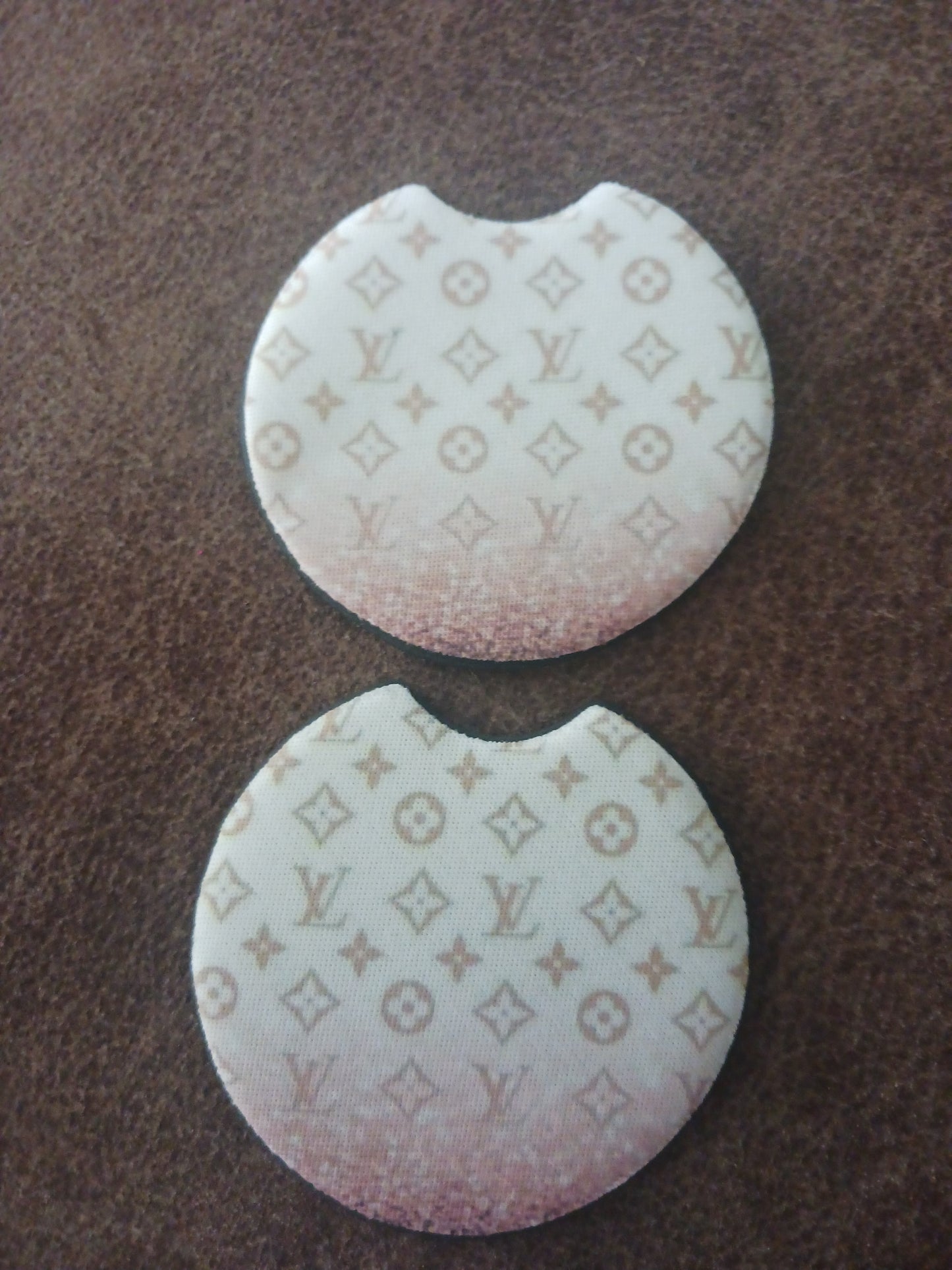 Pink and gold inspired car coasters