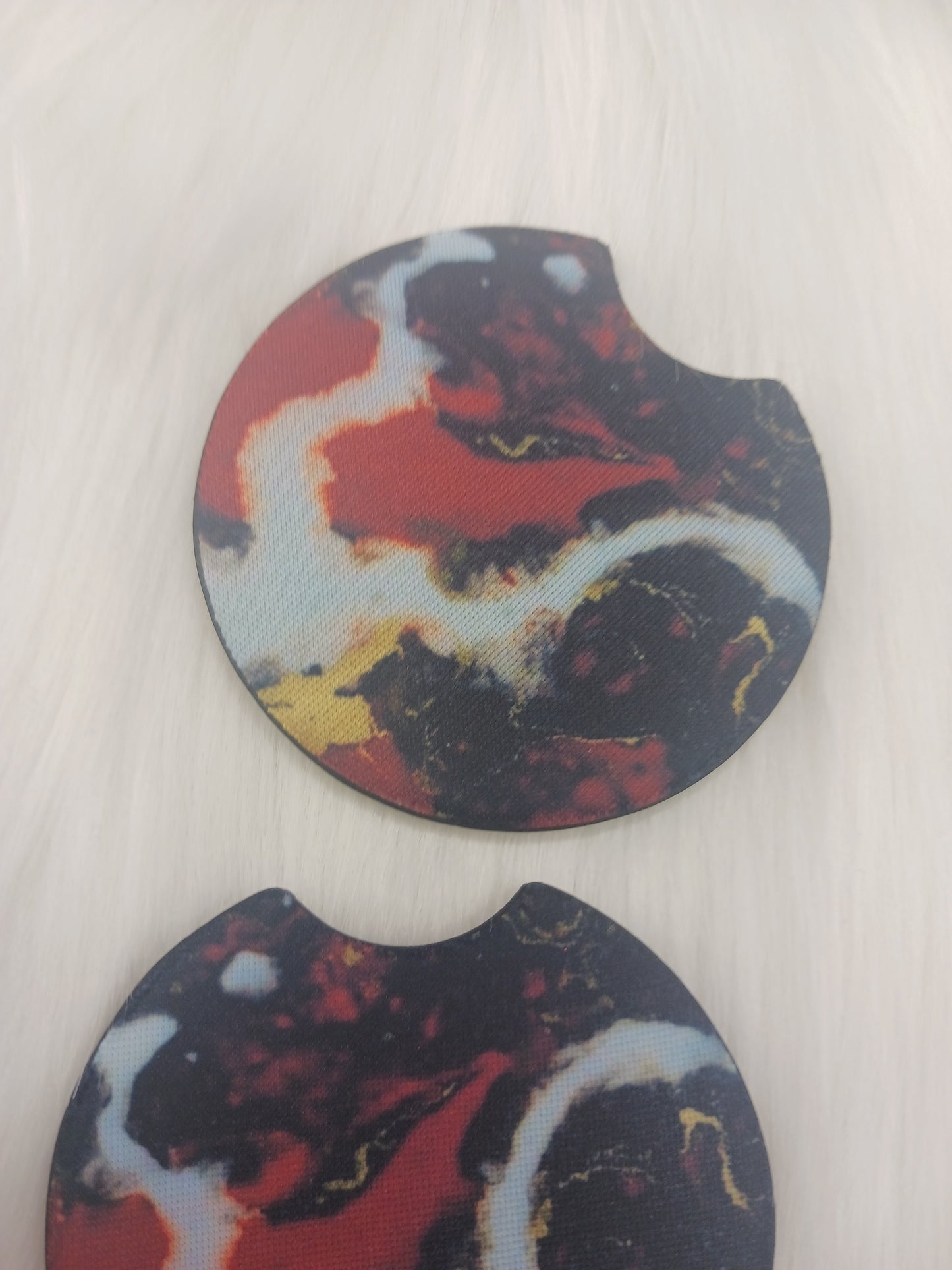 Red marble car coasters