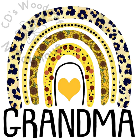 Grandma sunflower rainbow DTF transfer