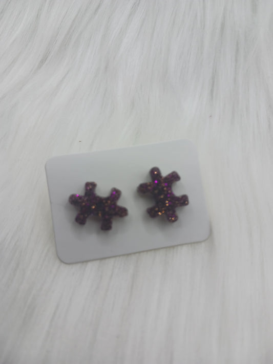 Puzzle piece stud earrings