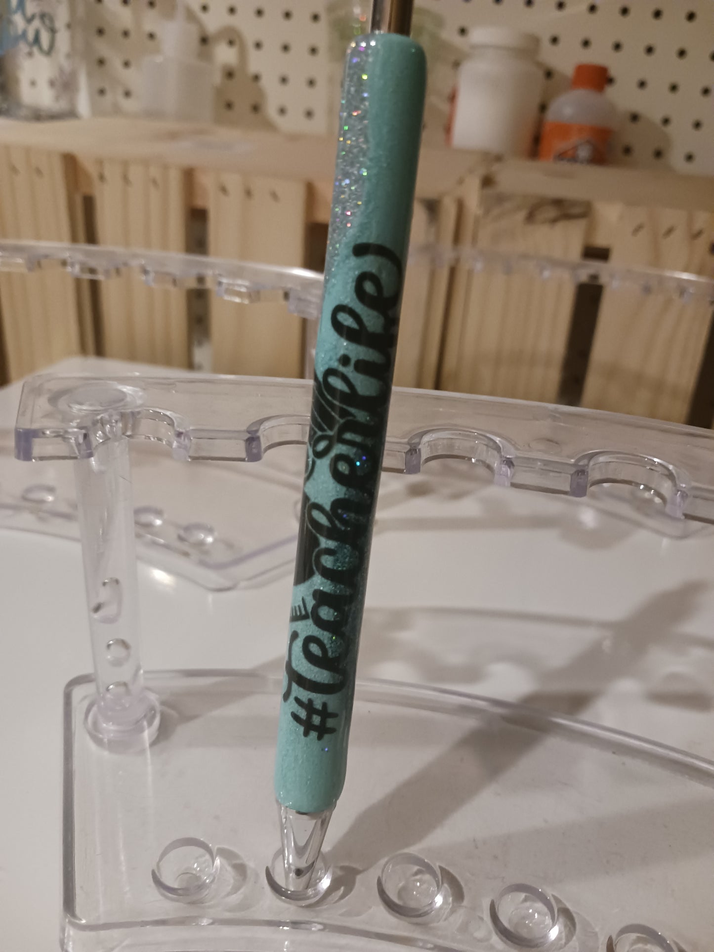 Teacher life glitter epoxy pen