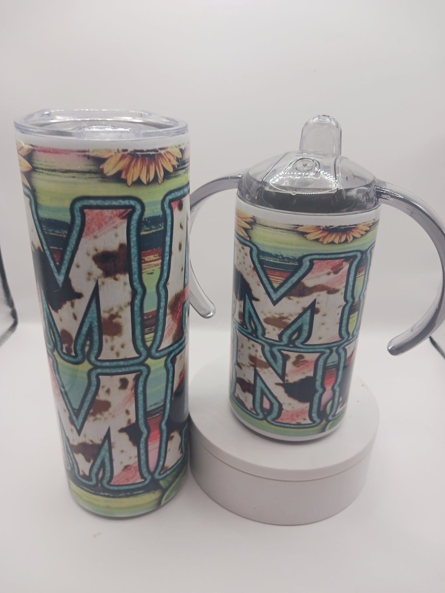 Mama and mini Western sunflower tumbler sippy set