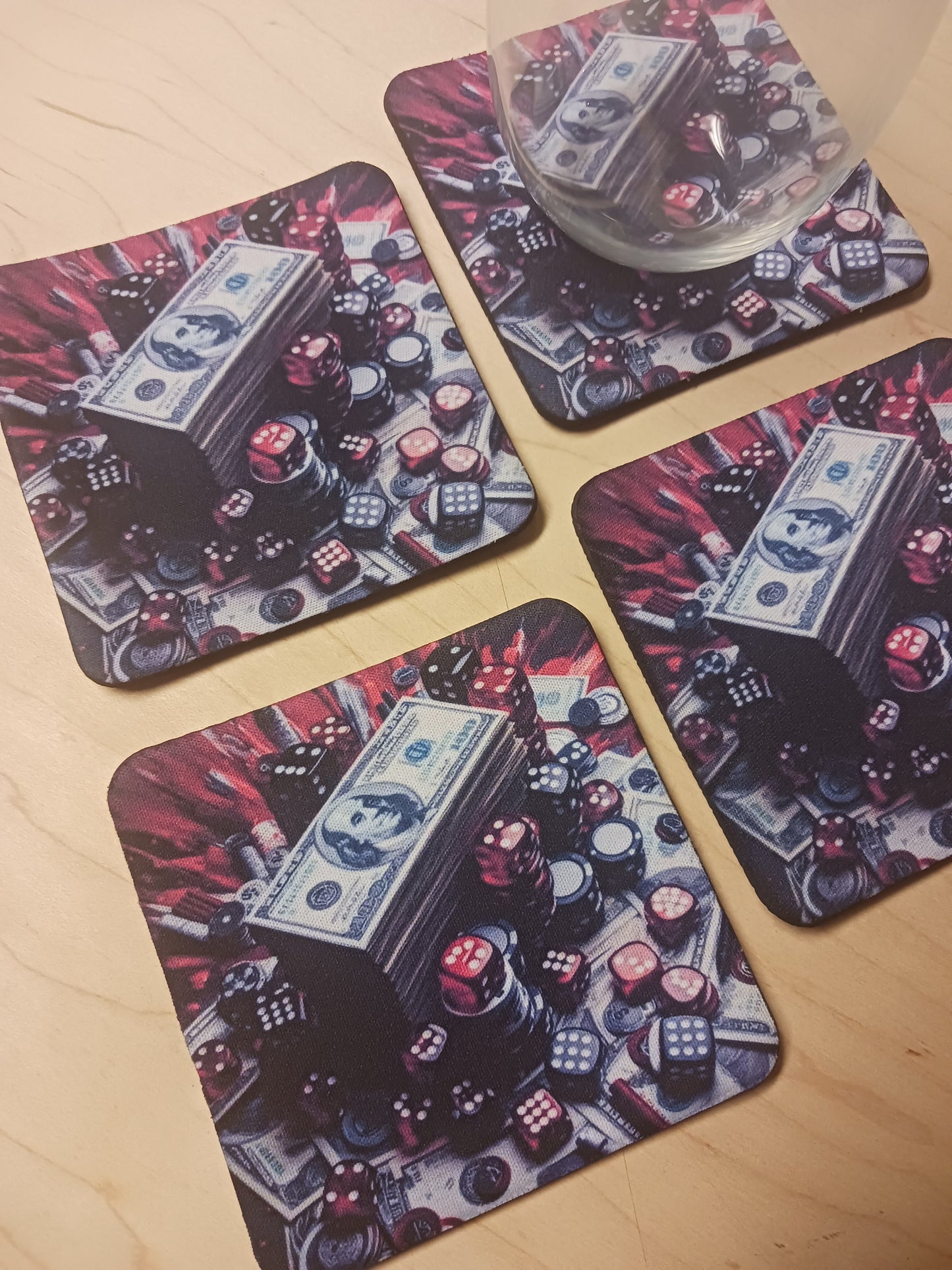 Casino player tabletop coasters