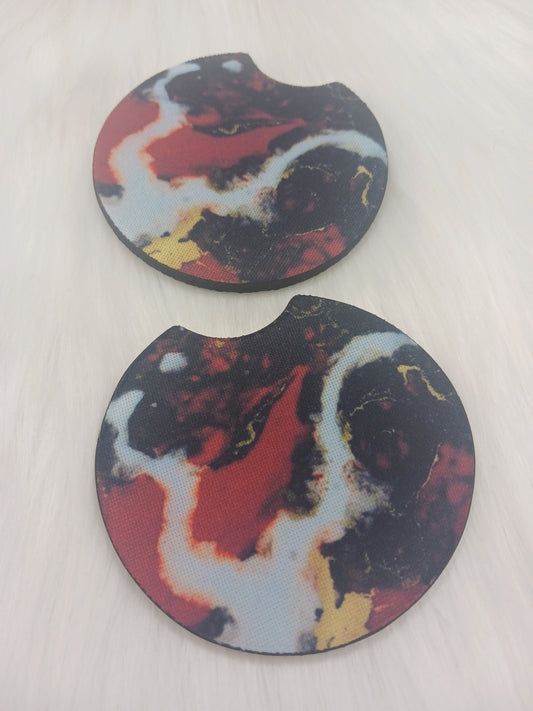 Red marble car coasters