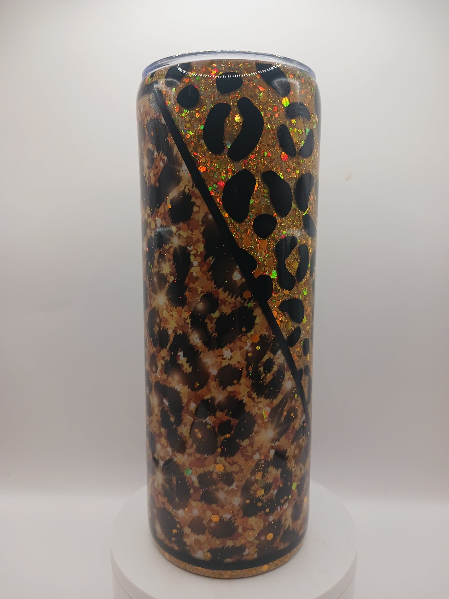 Gold animal print 20 oz glitter epoxy tumbler