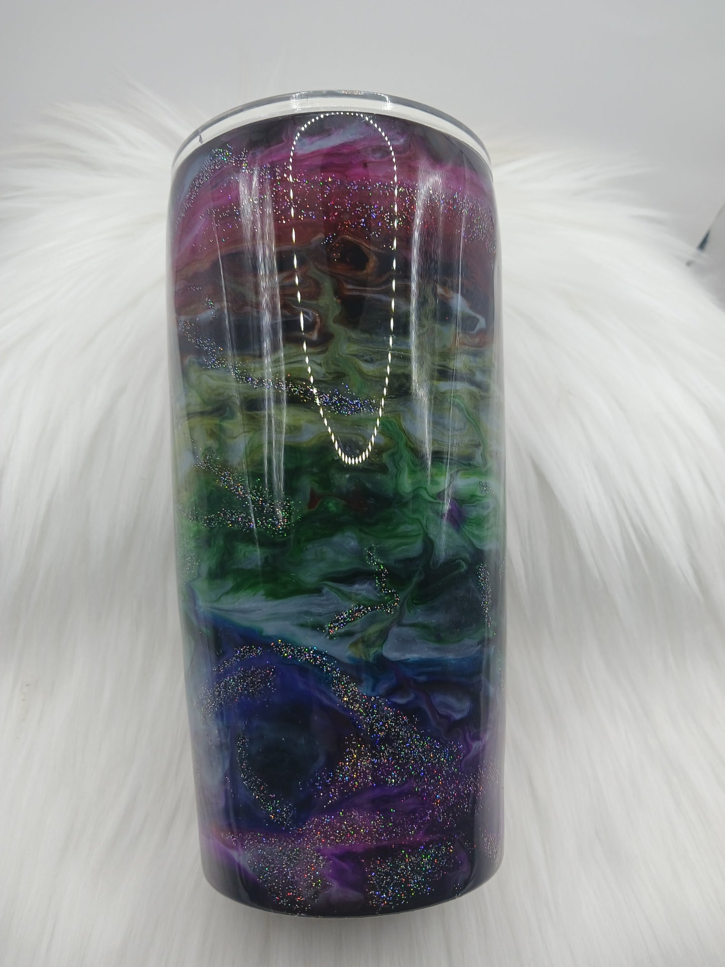 Rainbow glitter swirl 18 oz epoxy tumbler