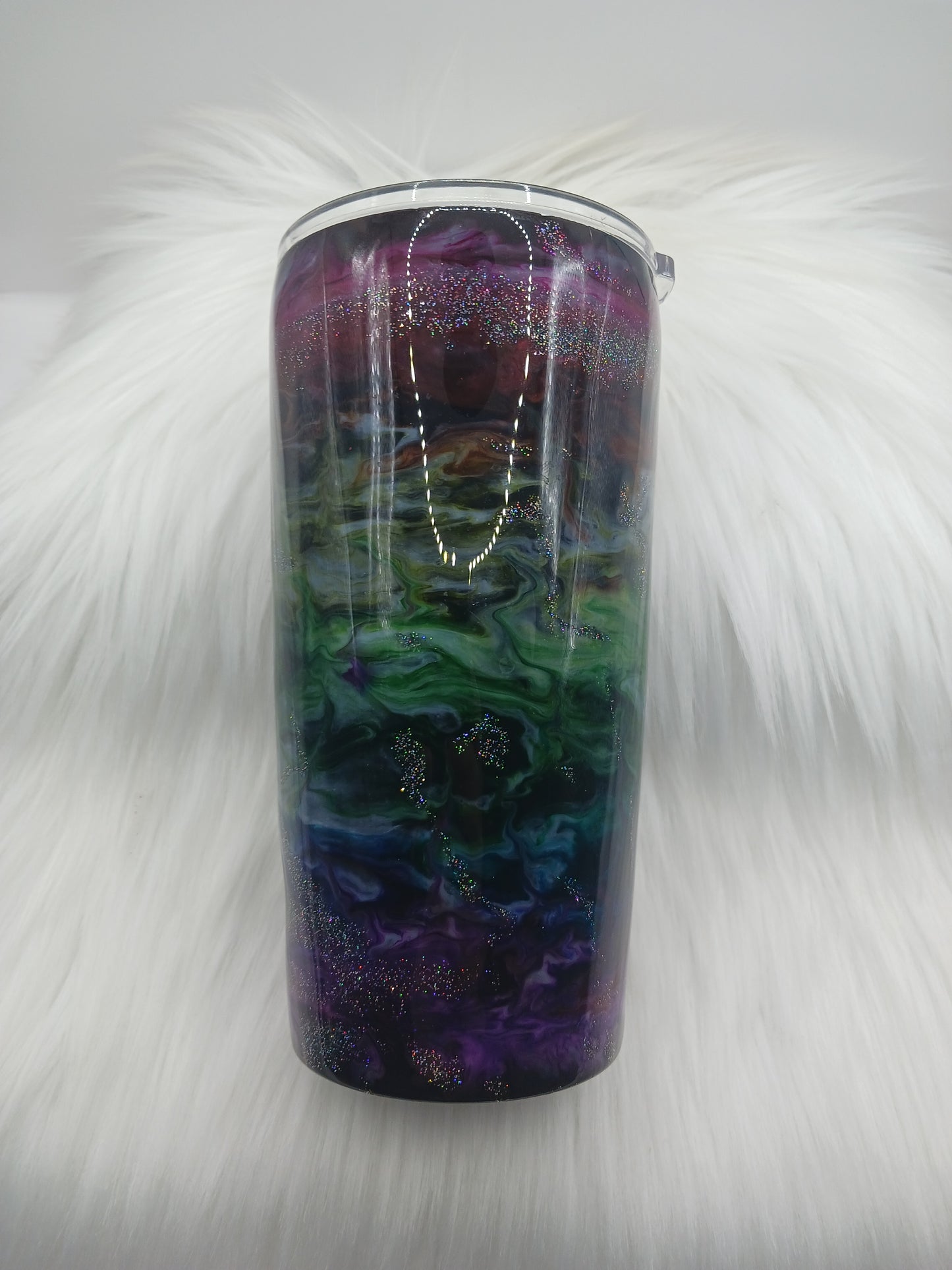 Rainbow glitter swirl 18 oz epoxy tumbler