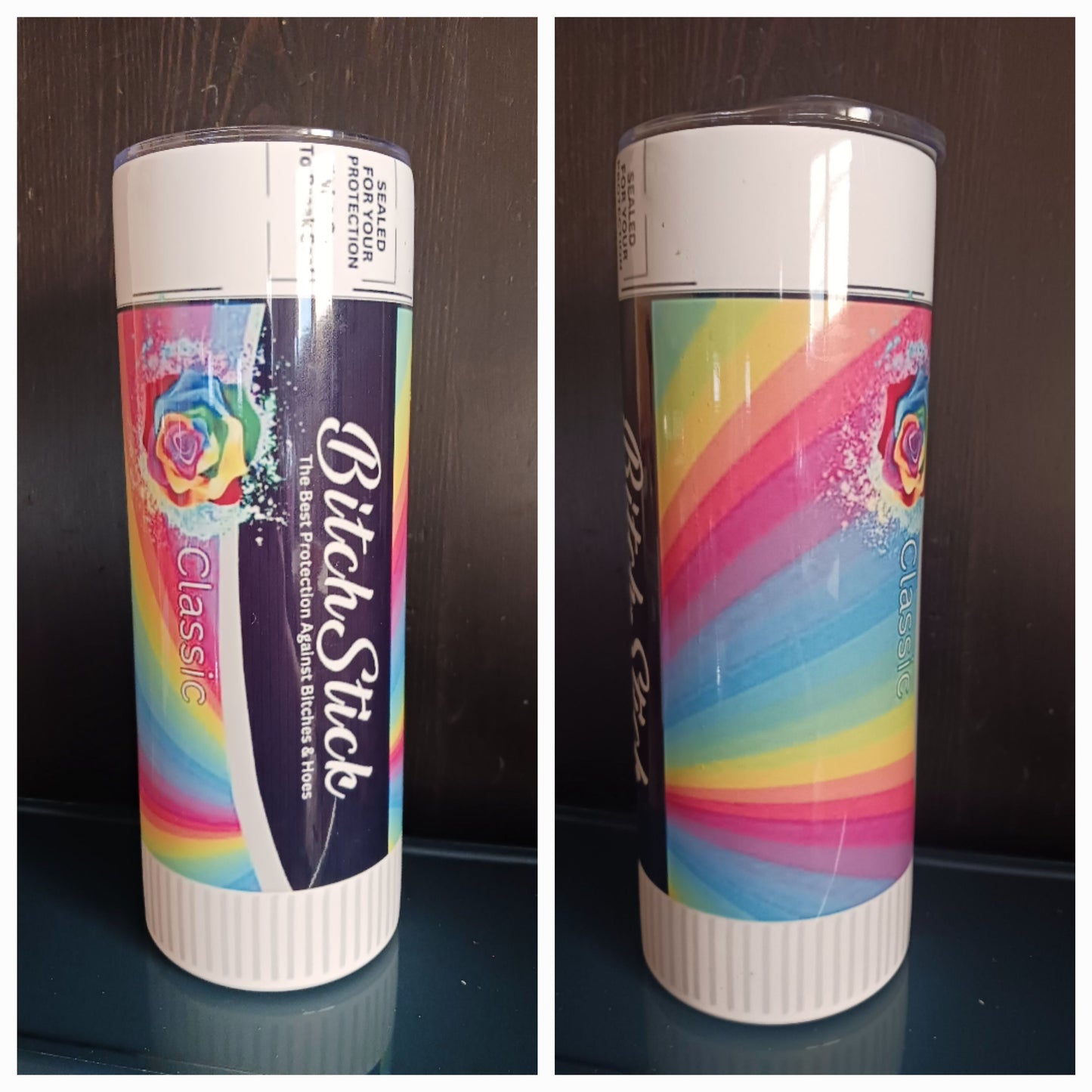 Rainbow rose b*tch stick 20 oz tumbler