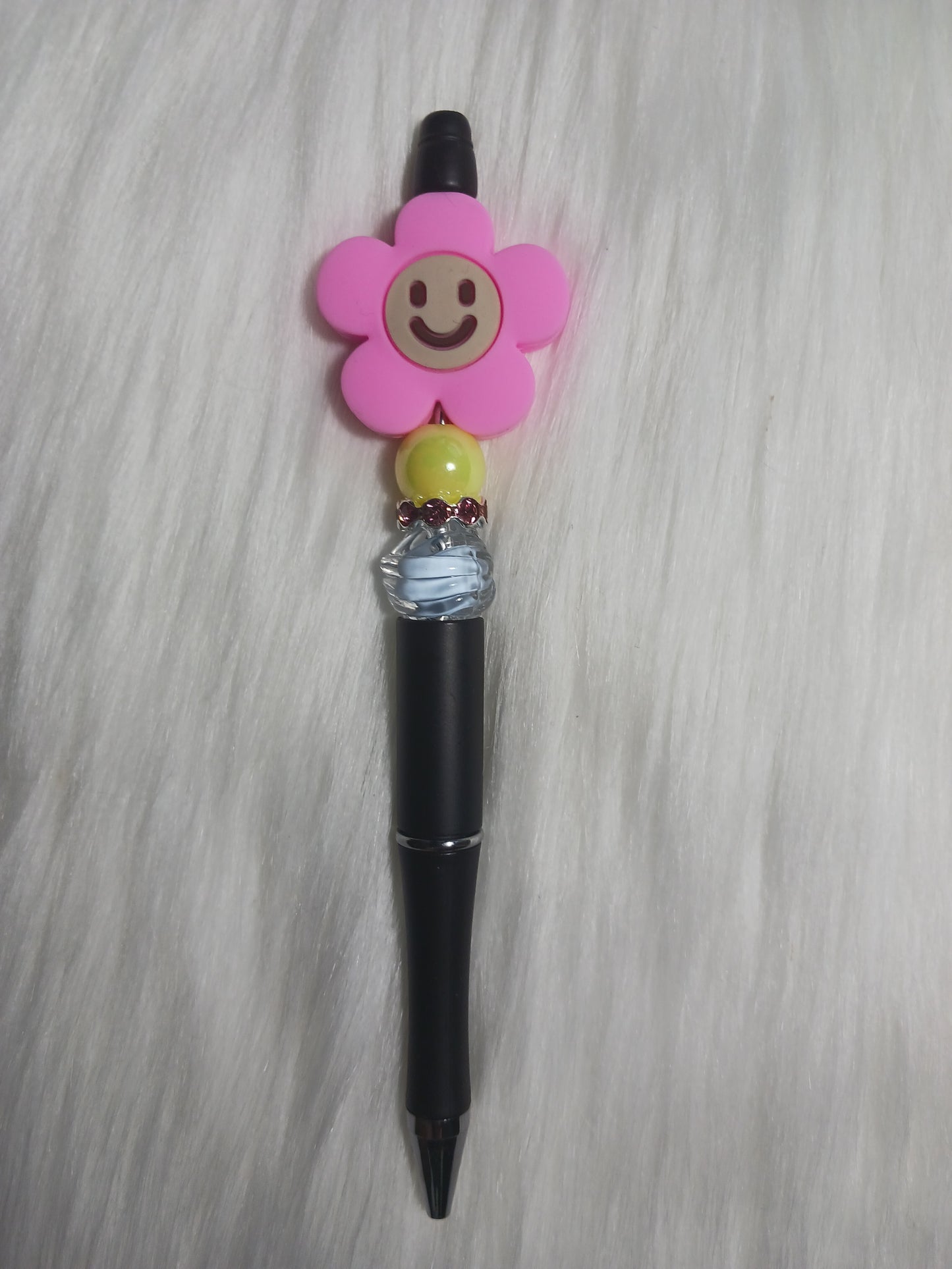 Hot pink flower beaded pen