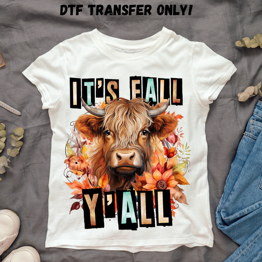 It's fall y'all cow DTF transfer