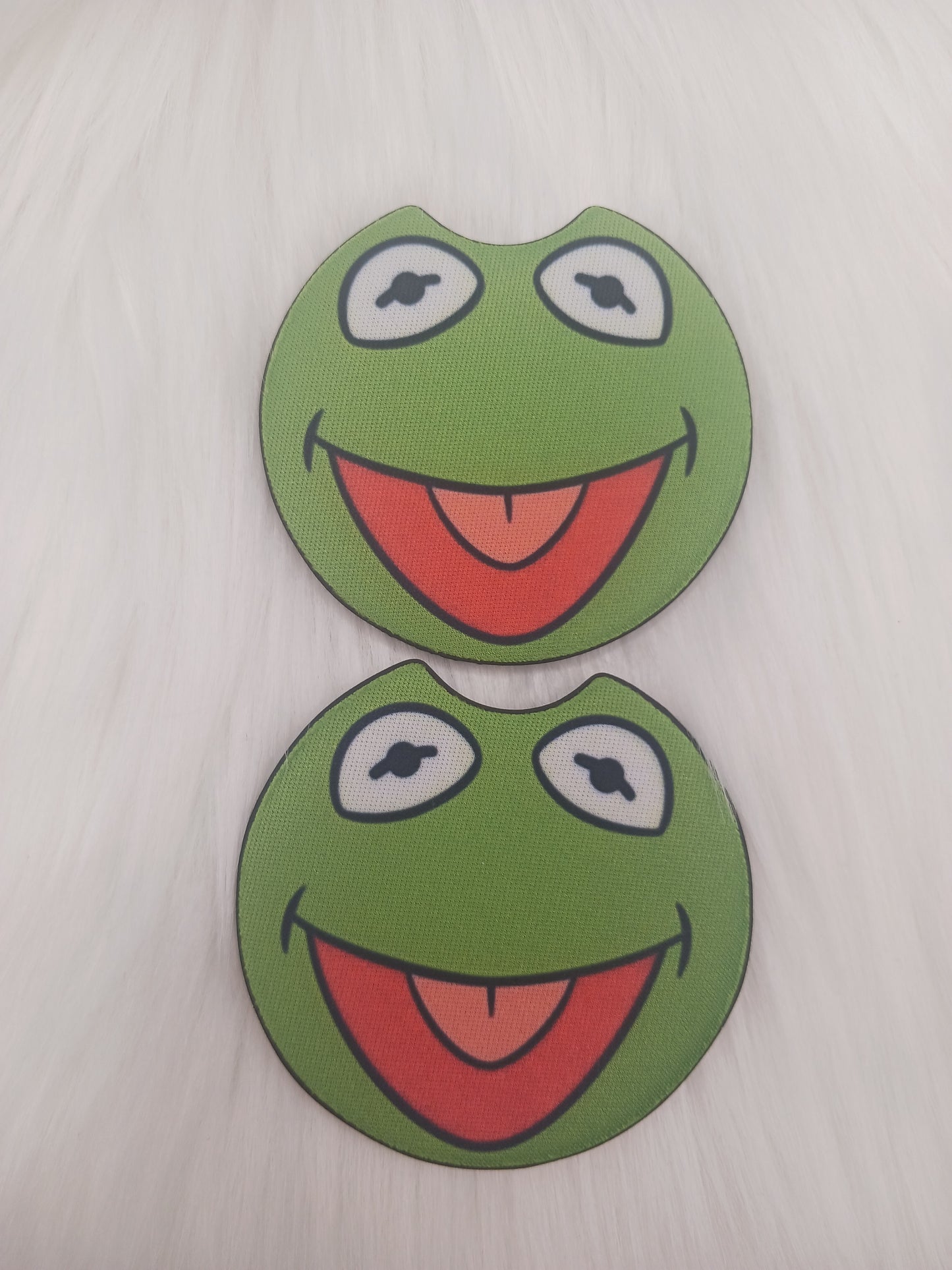 Green frog car coasters