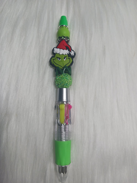 Green Guy Christmas multicolor ink beaded pen