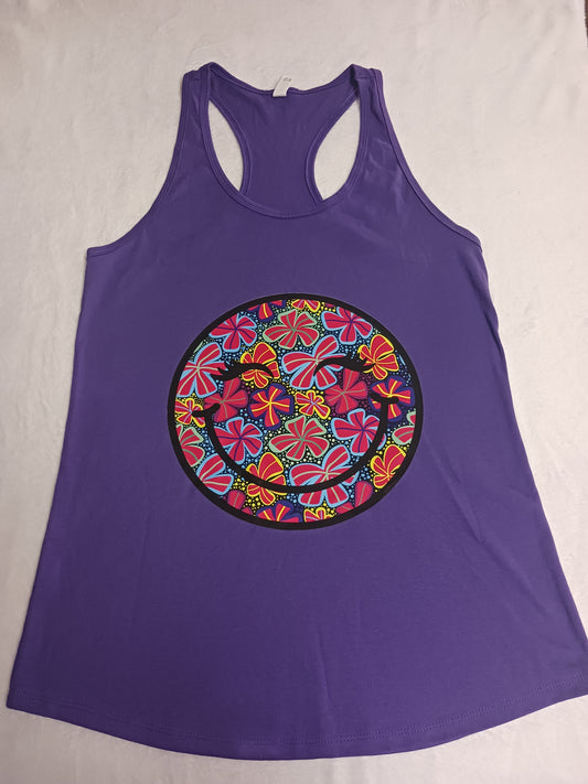 Bright color smiley racerback tank top