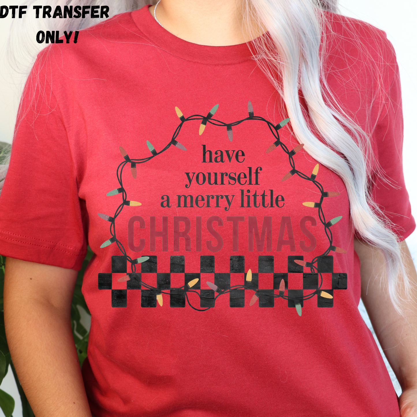 Merry Little Christmas lights DTF transfer