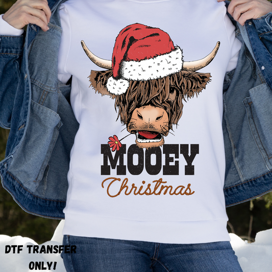 Mooey Christmas highland cow DTF transfer