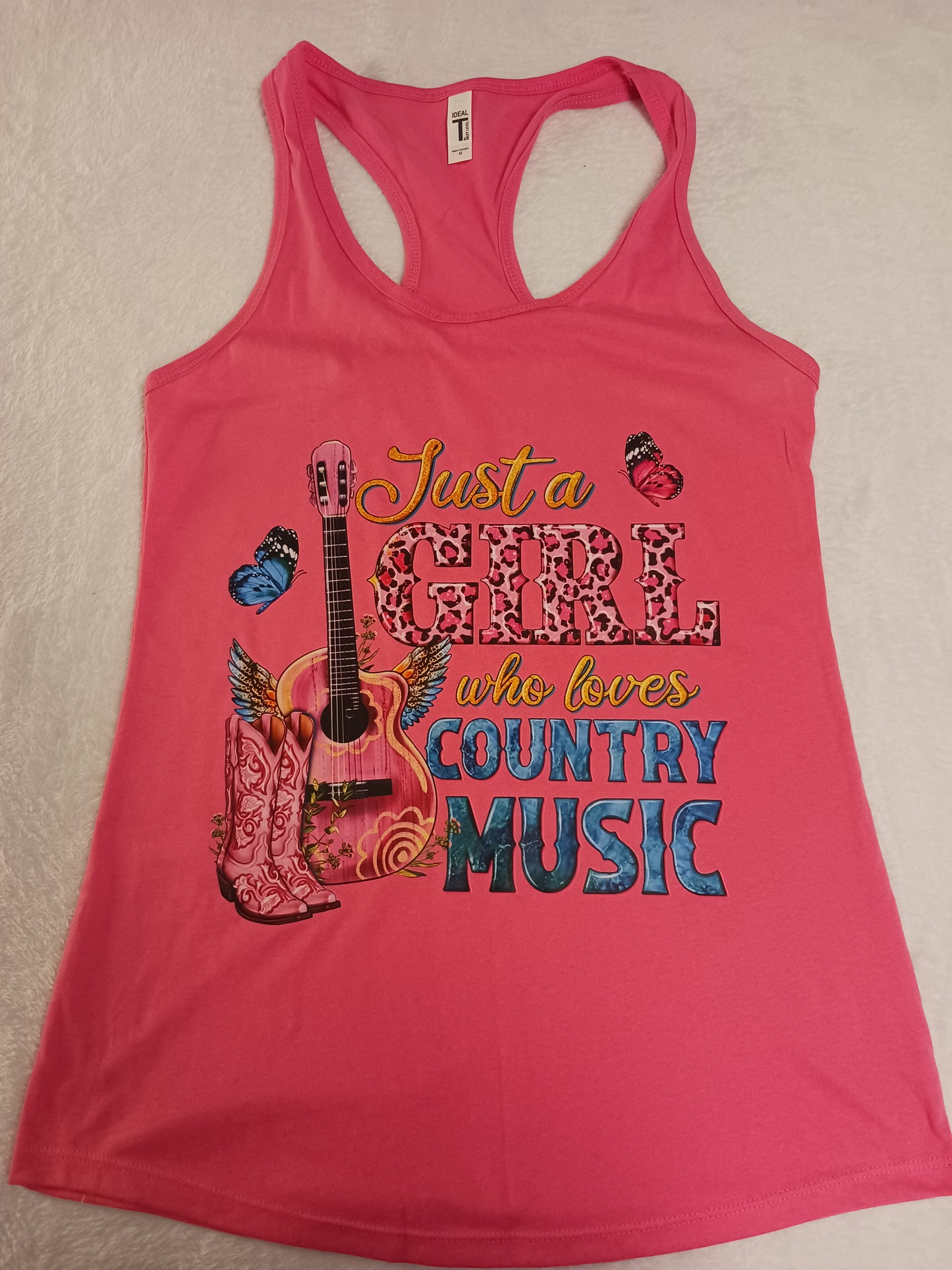 Just a girl who loves country music flowy racerback tank top