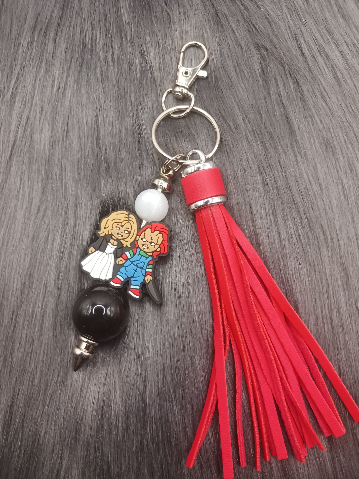 Horror dolls beaded keychain with tassel