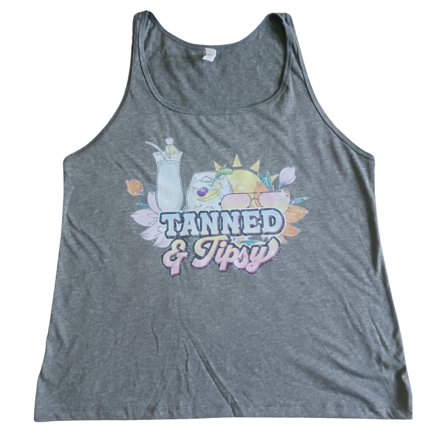 Tanned & tipsy grey tank top