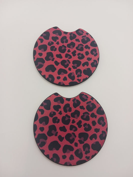 Pink animal print car coasters