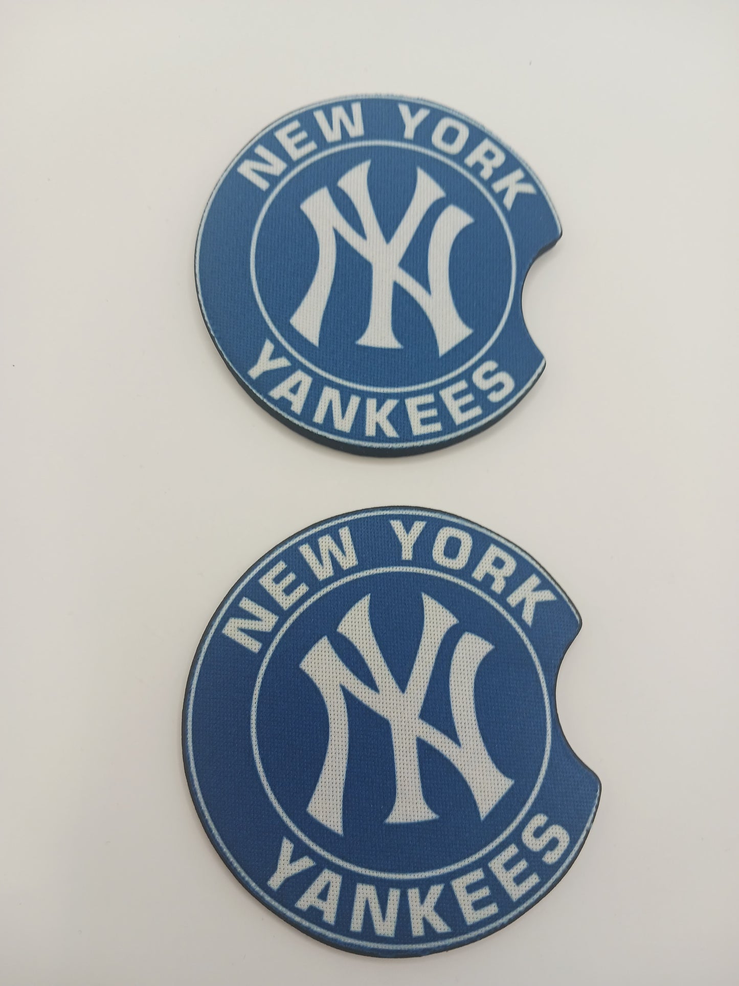 NY baseball blue white car coasters