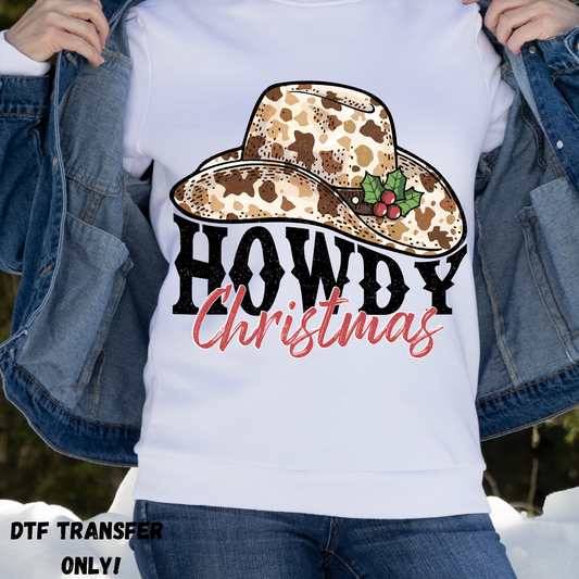 Howdy Christmas cowboy hat DTF transfer