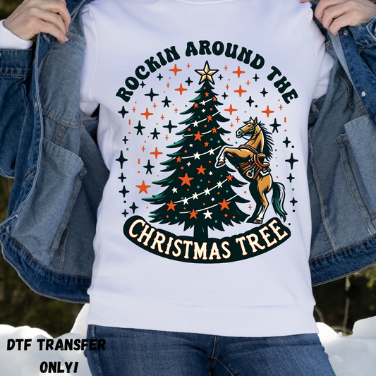 Rockin around the Christmas tree gree DTF transfer