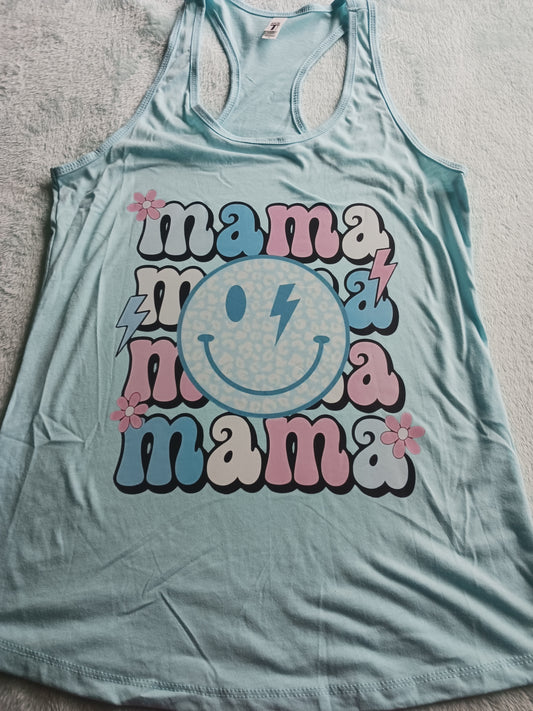 Mama smiley flowy racerback tank top