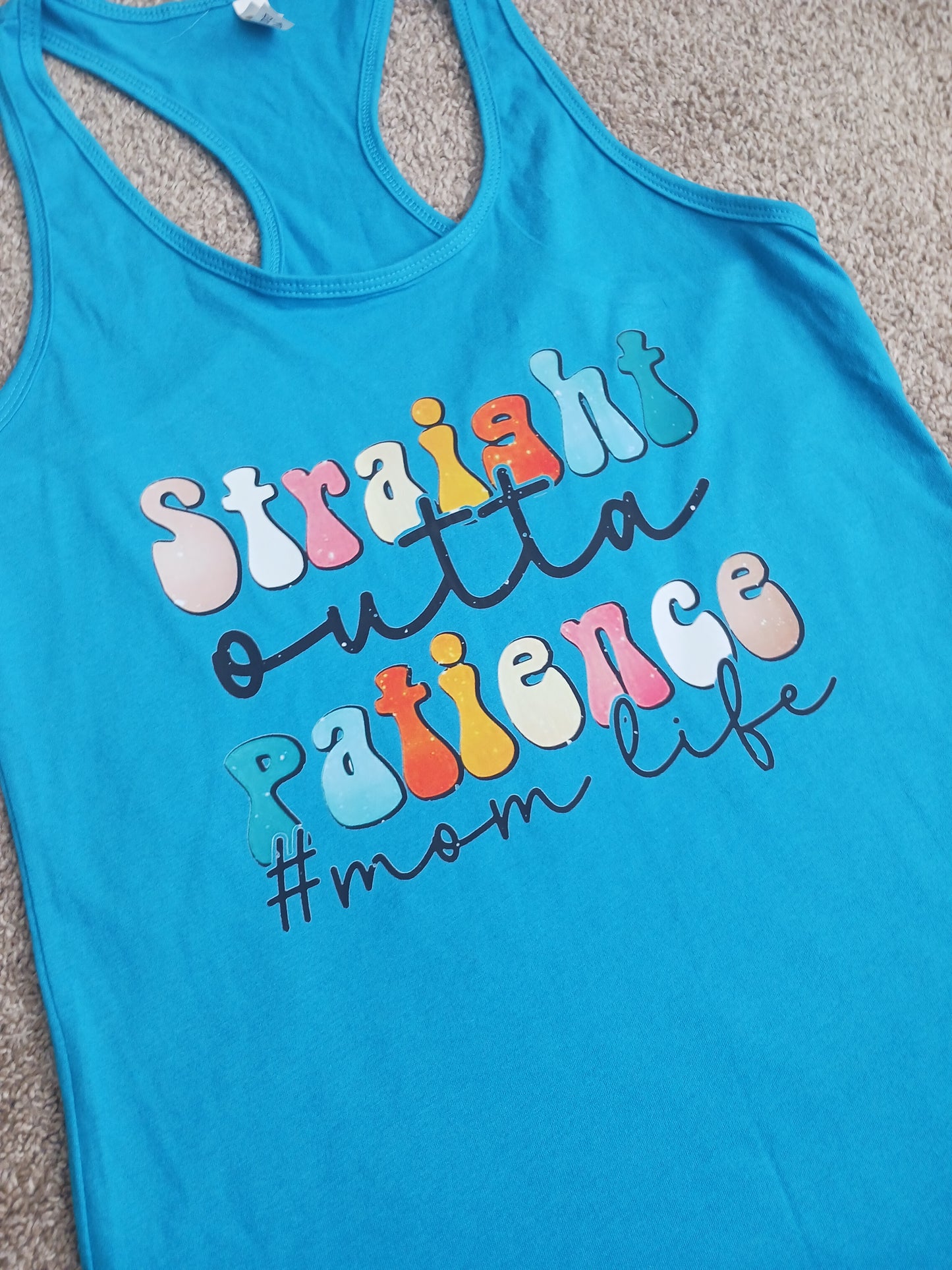 Straight outta patience mom life flowy racerback tank top