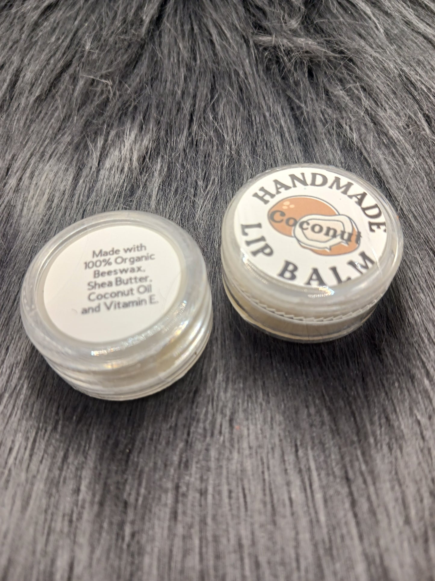 Coconut flavored lip balm round