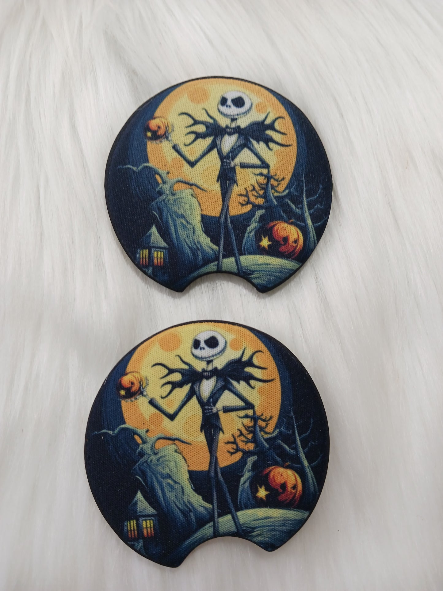 Full moon Halloween jack car coasters