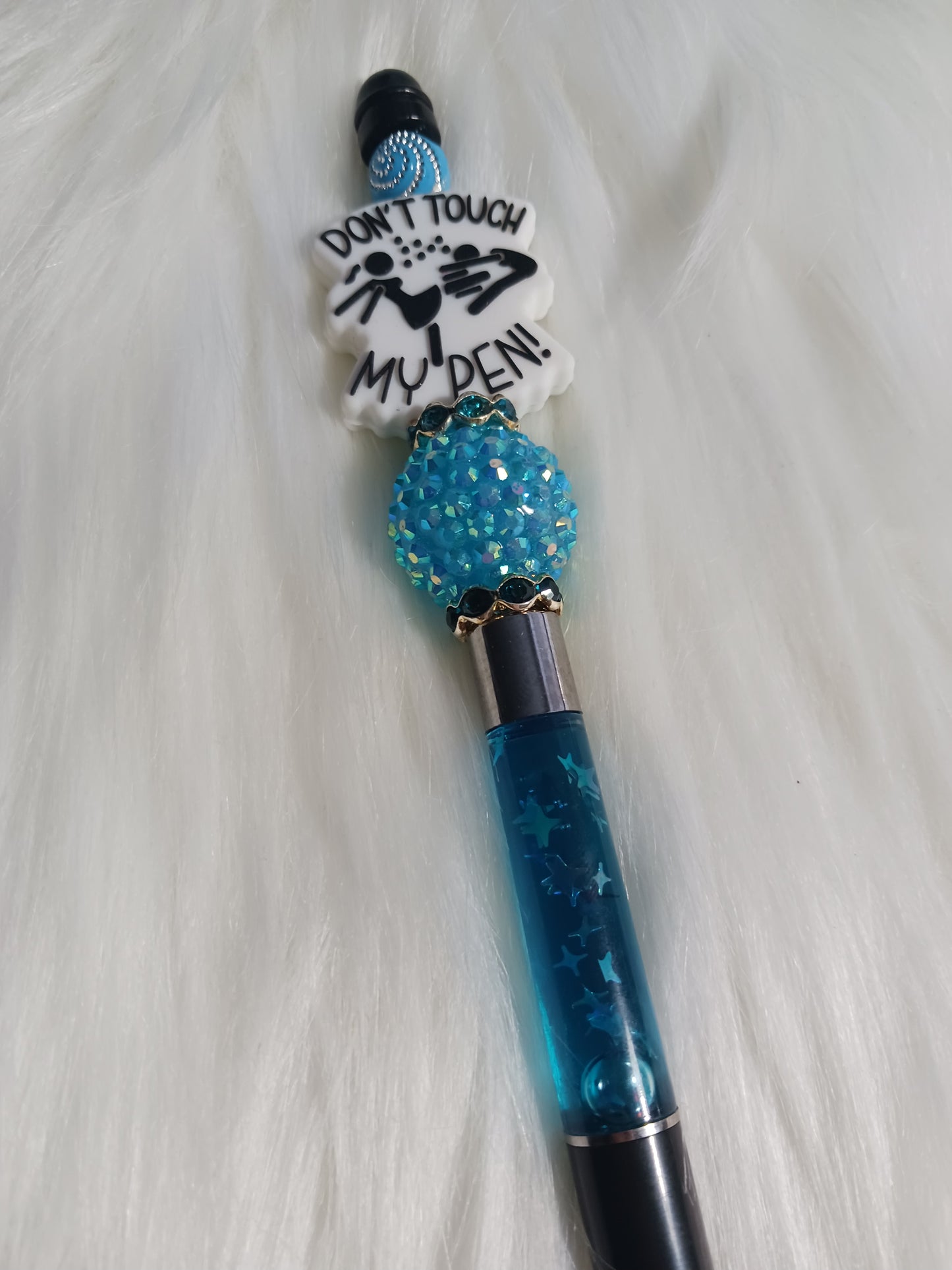 Don't touch my pen beaded snowglobe pen