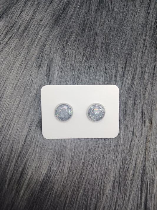 8mm silver bezel handmade stud earrings