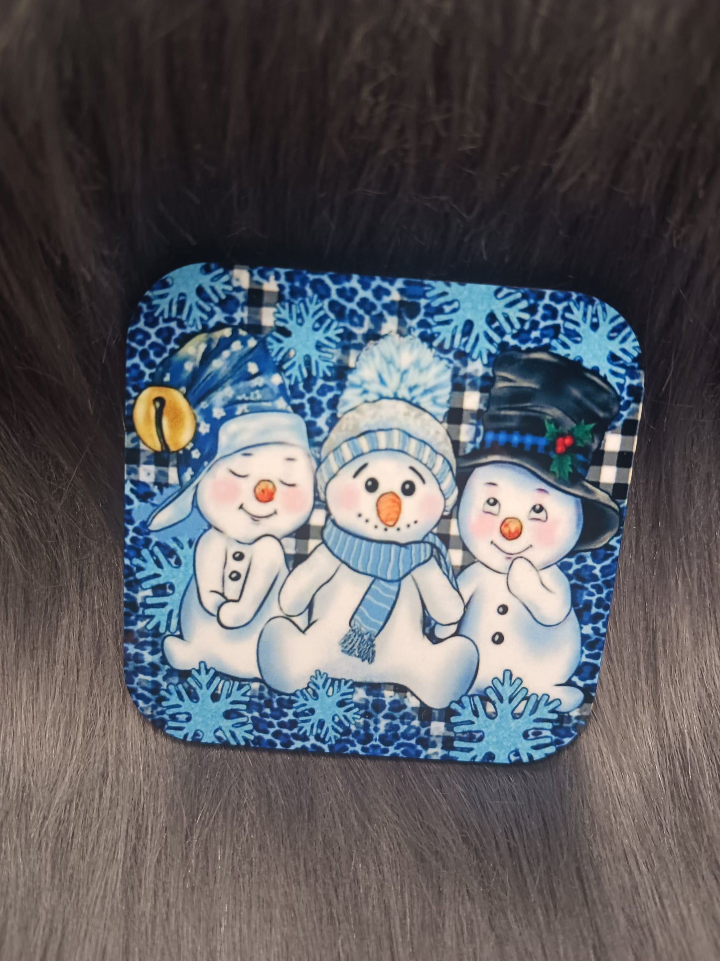 Blue snowmen Christmas magnet