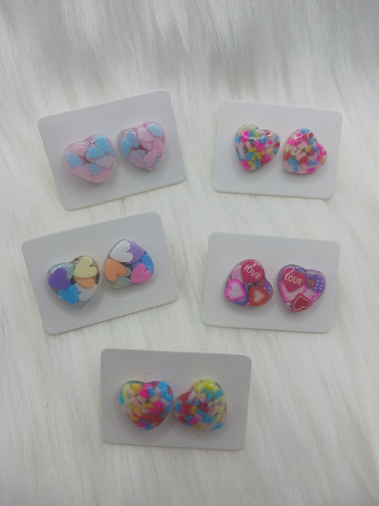 Special heart shaped stud earrings