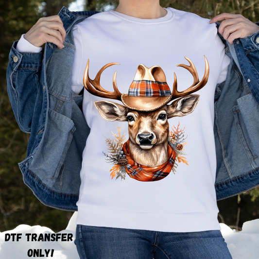 Reindeer cowboy hat DTF transfer