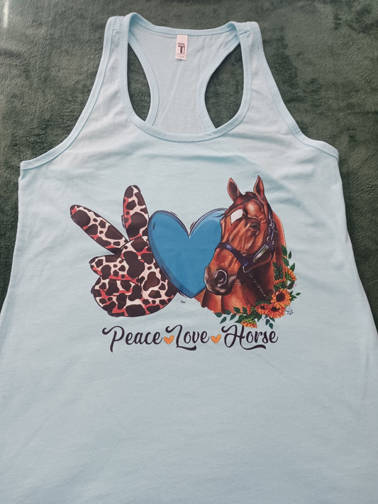 Peace love horse flowy racerback tank top