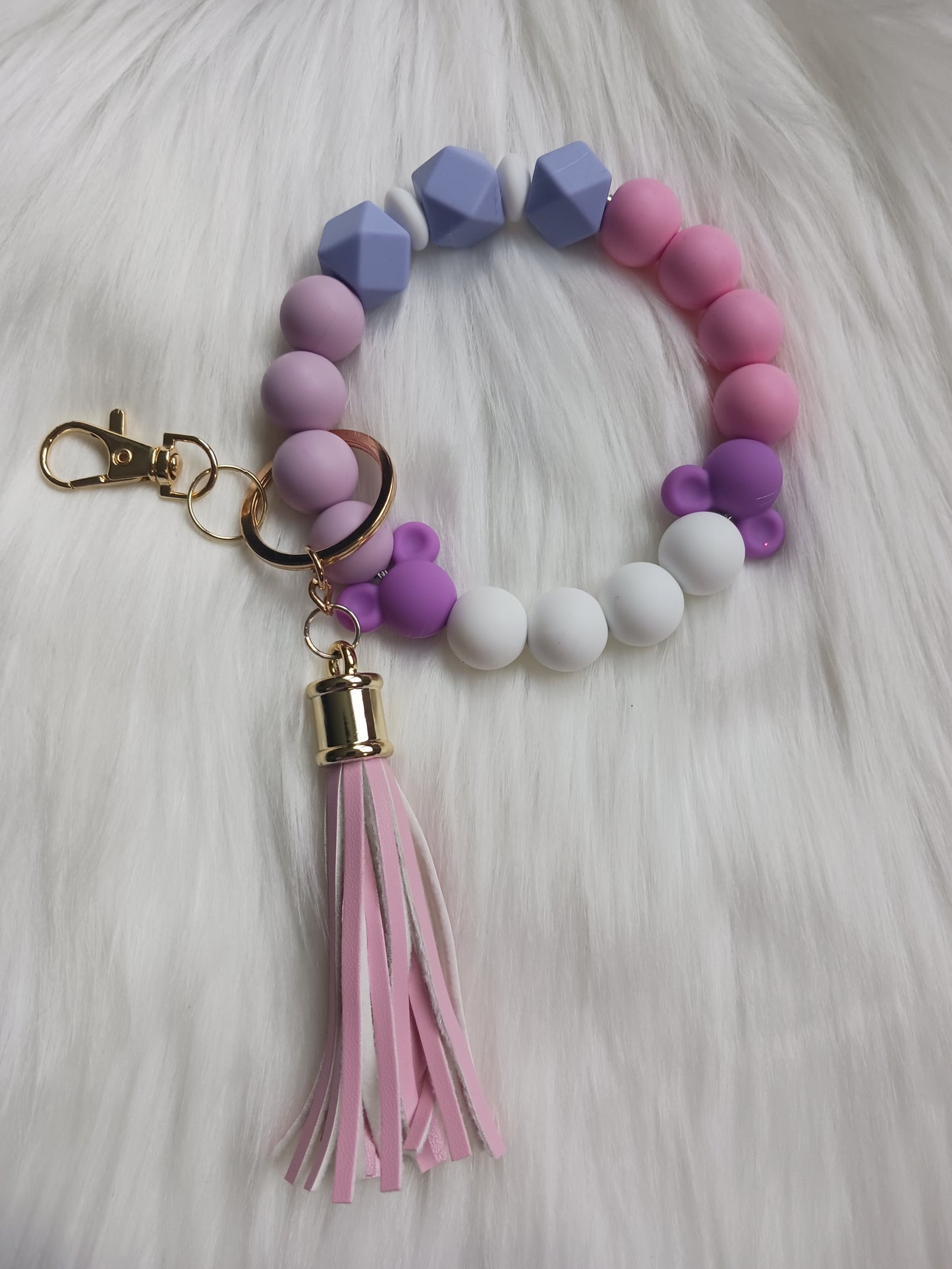 Purple mouse shaped silicone beaded Wristlet