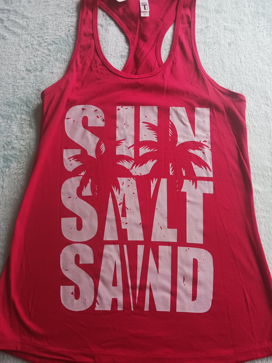 Sun salt sand red flowy racerback tank top