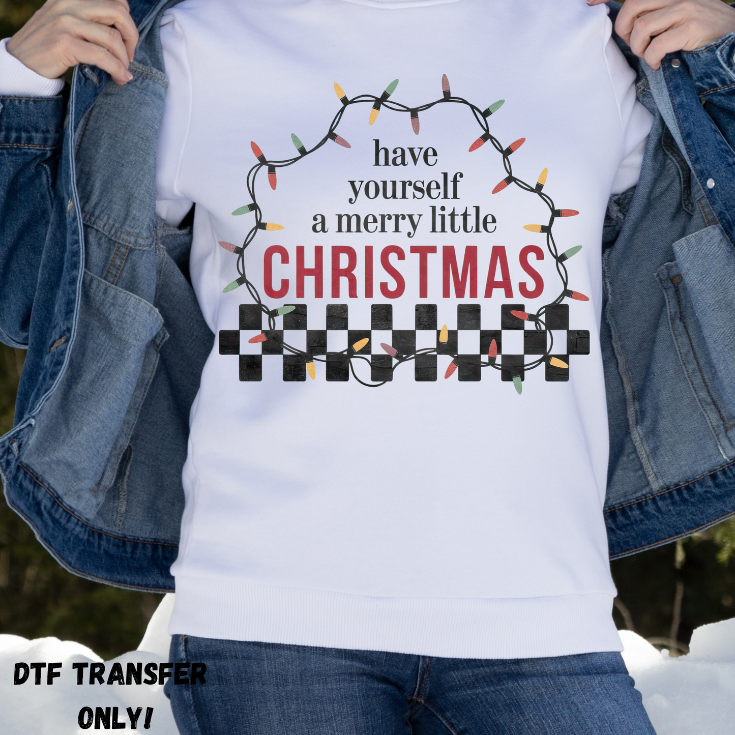 Merry Little Christmas lights DTF transfer