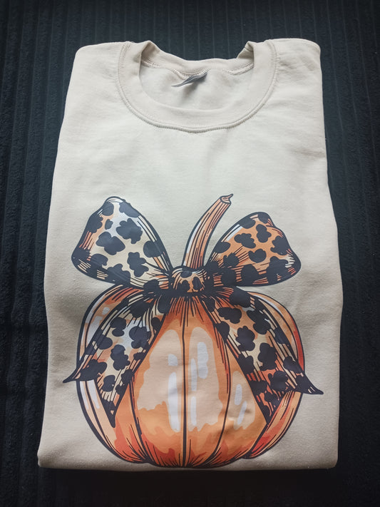 Leopard bow pumpkin sweatshirt