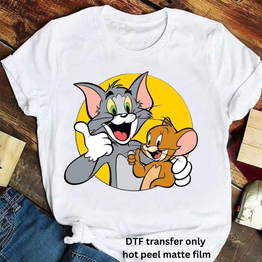 Cat and mouse DTF transfer hot peel matte film