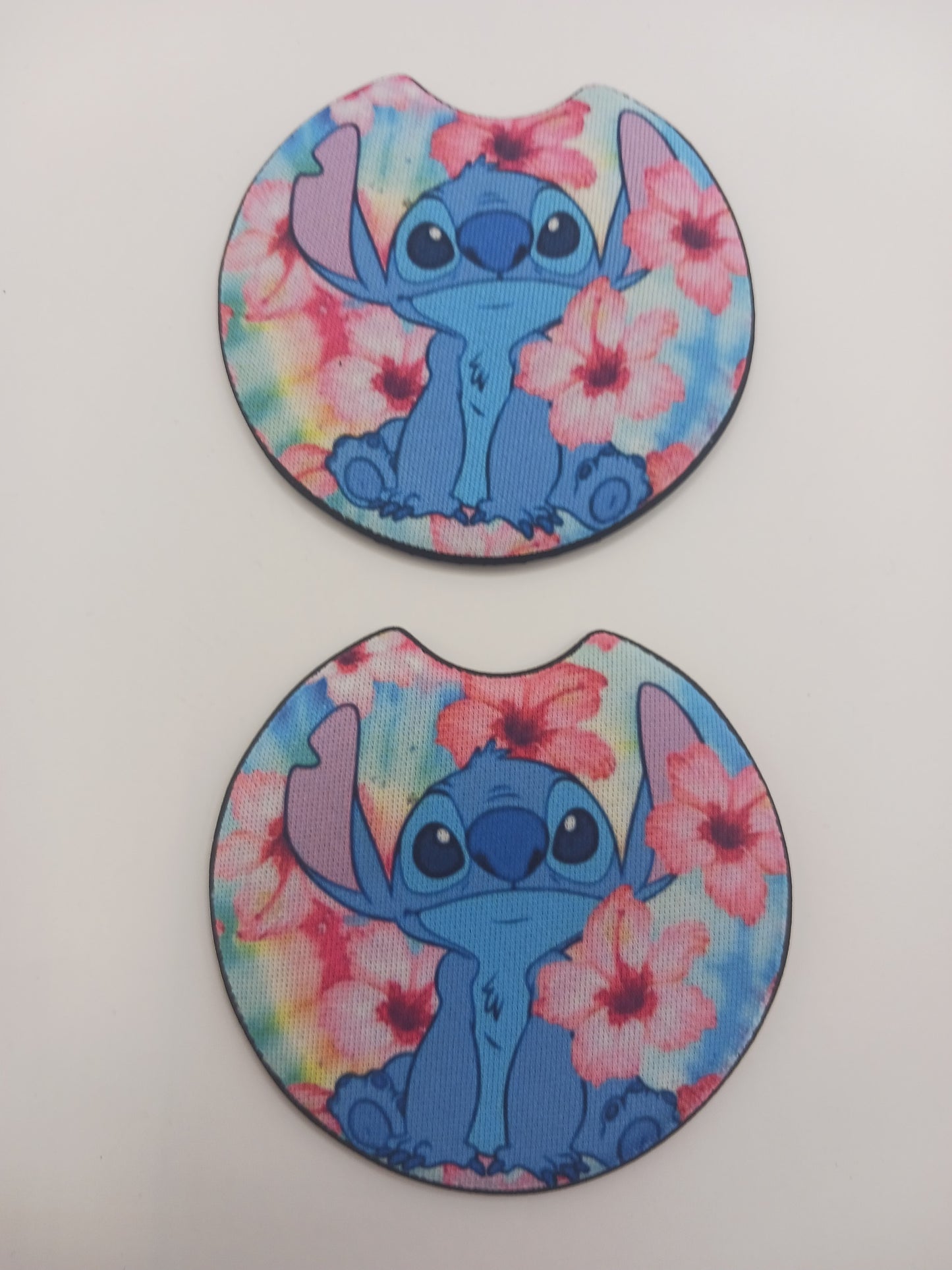 Pink flower alien car coasters