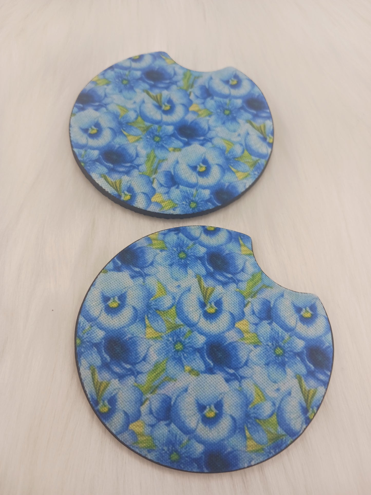 Blue floral car coasters