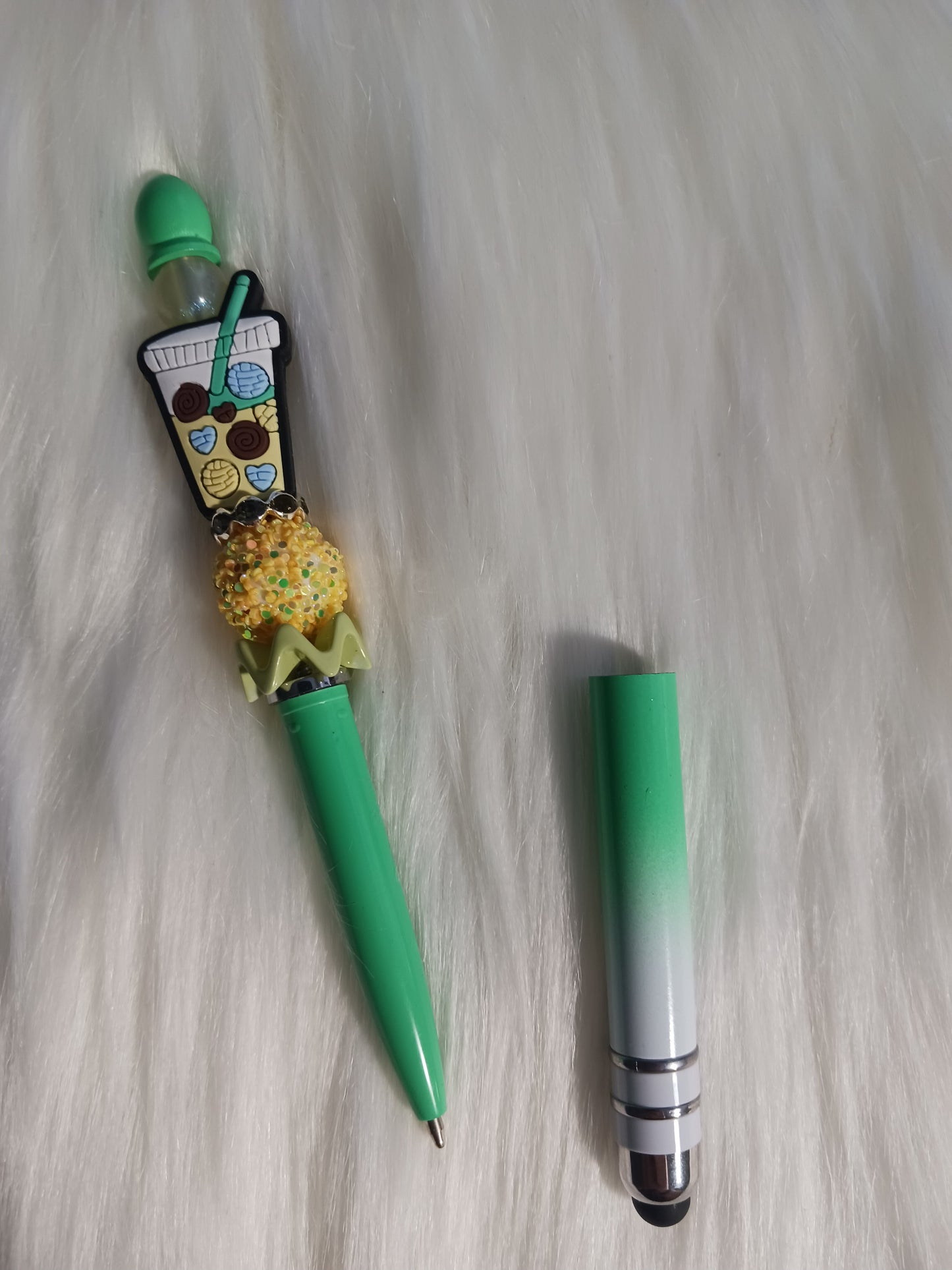 Iced drink beaded stylus and pen in one