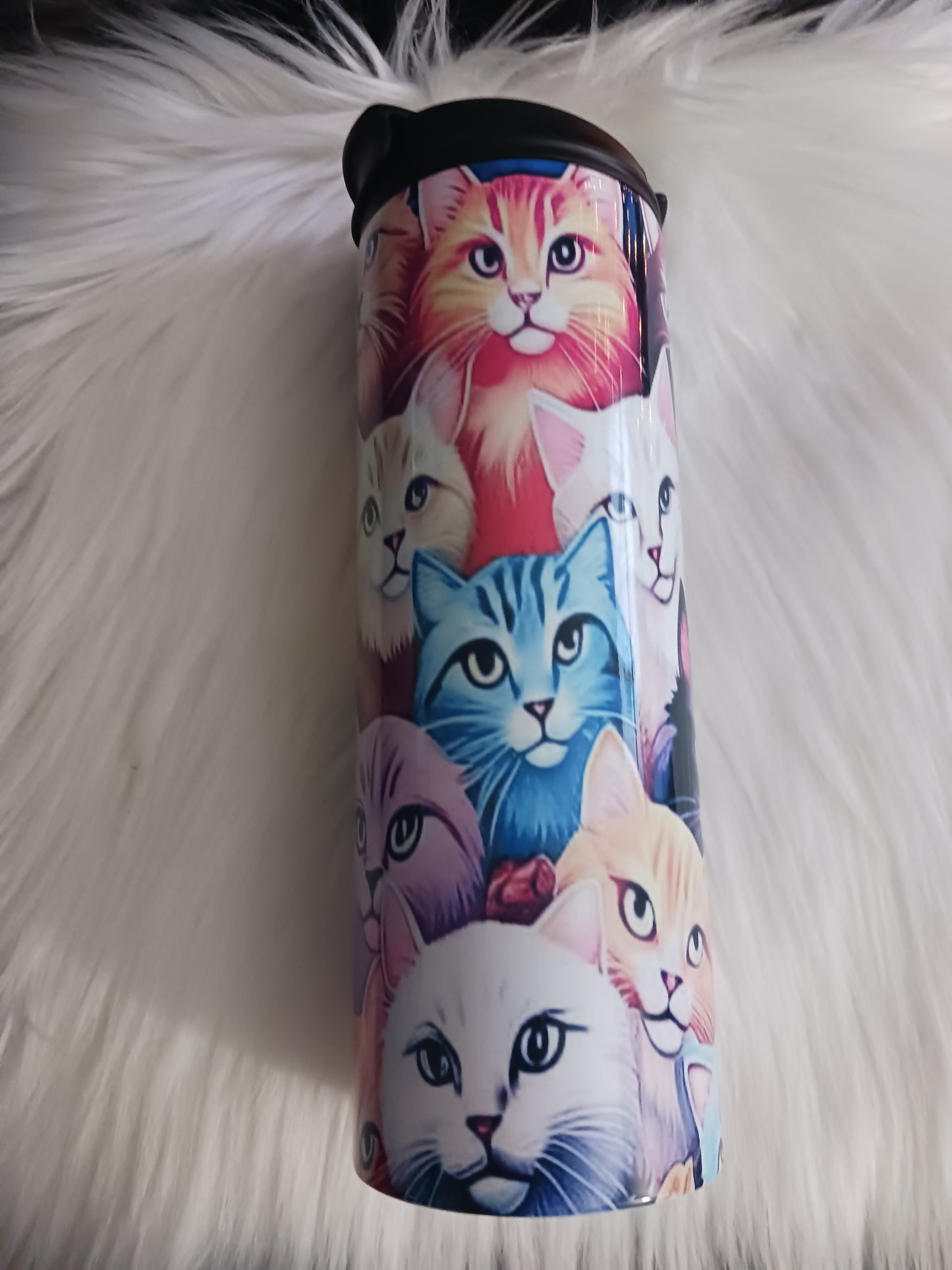 Kitty cat dual lid stainless steel 20 oz tumbler