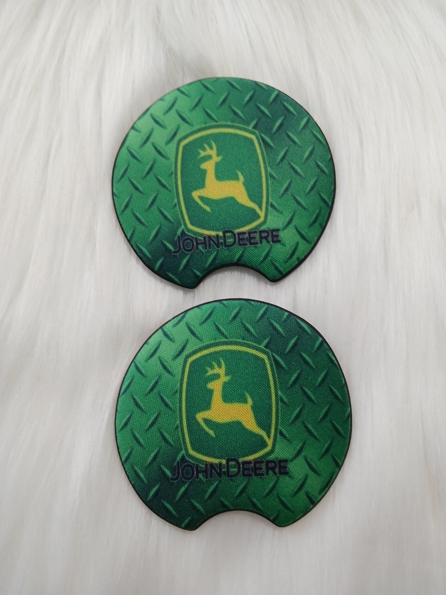 Green Deer tractor car coasters