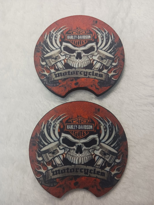 Orange HD skull car coasters